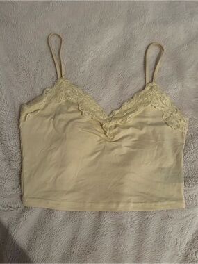 SHEIN Cream Lace Trim Cami Tank